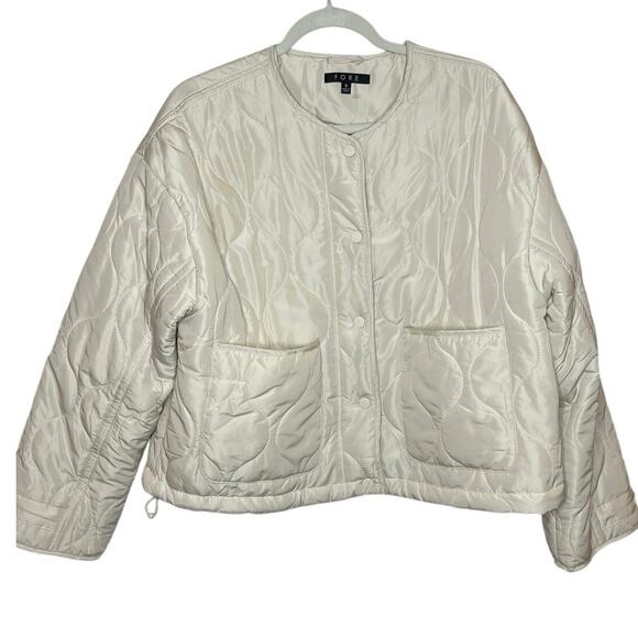 Fore Women Size Small Cream Color Quilted Snap Front Jacket with Bucket Pockets - Picture 1 of 9